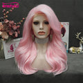 Imstyle Pink Lace Wig Synthetic Lace Front Wig Heat Resistant Fiber Natural Wavy Wigs For Cosplay Wigs Women Wig