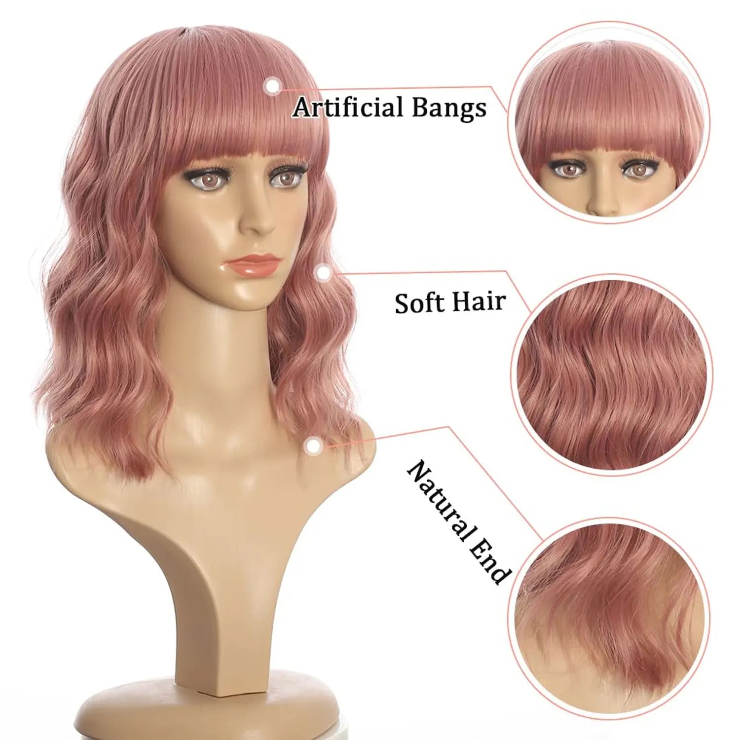 Rosé | Body Wave T-Part Lace Human Hair Wig – Indian Remy | 250% Density | Pink | 8–16 Inch