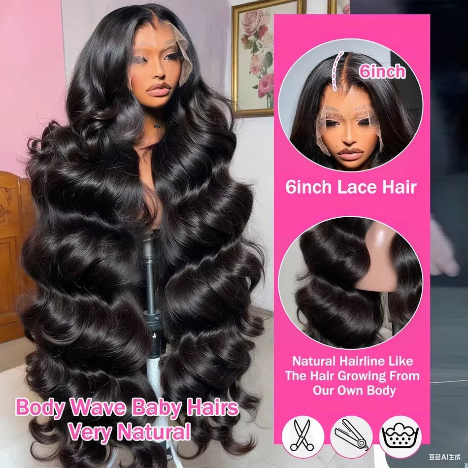 300% Density 13x6 Lace Frontal Wigs Body Wave Human Hair 30 32 Inches Brazilian 13x4 Lace Front Human Hair Wig For Women