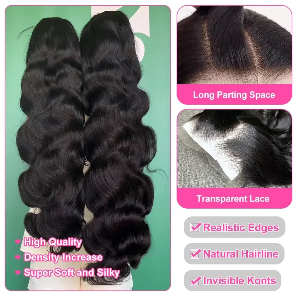 300% Density 13x6 Lace Frontal Wigs Body Wave Human Hair 30 32 Inches Brazilian 13x4 Lace Front Human Hair Wig For Women