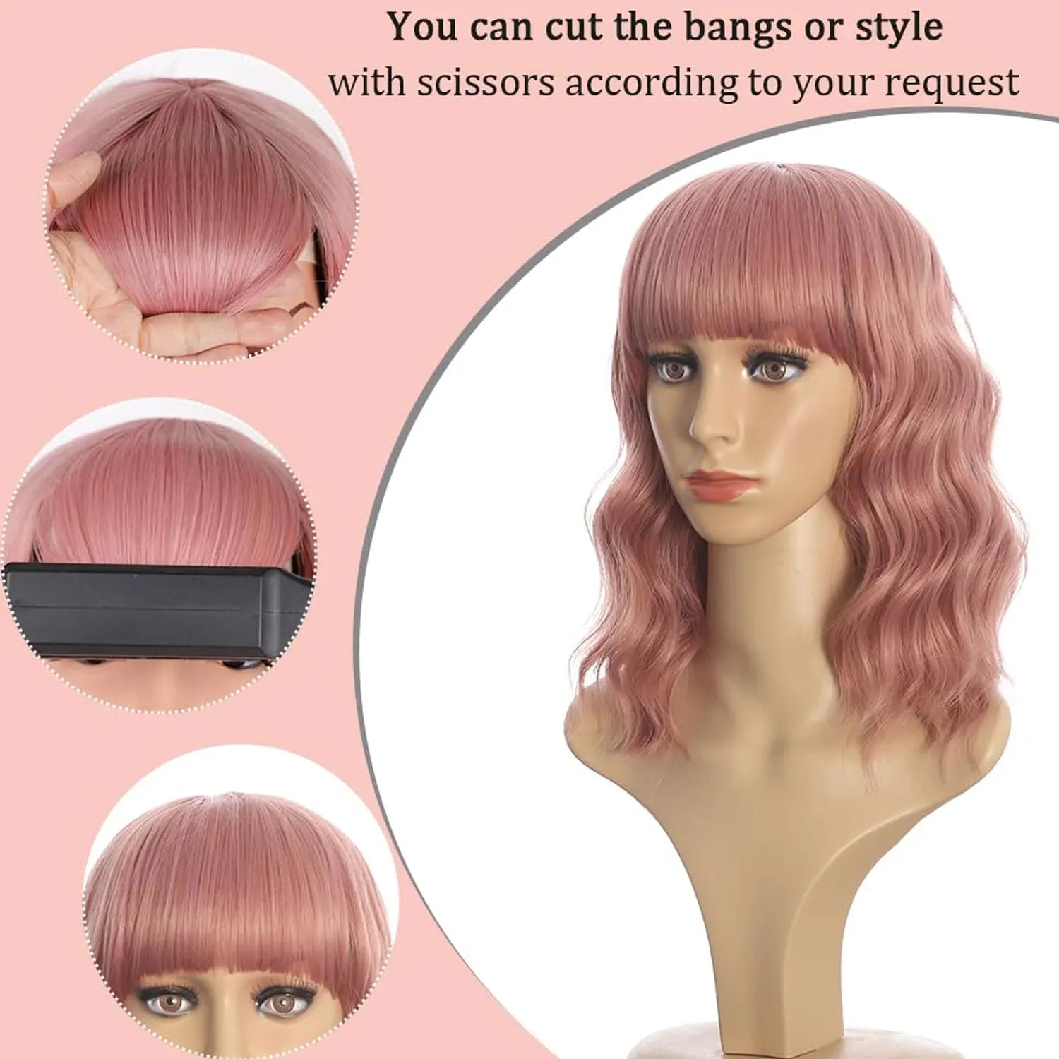 Rosé | Body Wave T-Part Lace Human Hair Wig – Indian Remy | 250% Density | Pink | 8–16 Inch