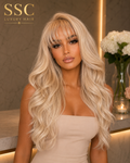 Goldie | 613 Blonde Body Wave Lace Front Wig with Bangs – 13x4 HD Lace | Brazilian Remy Hair