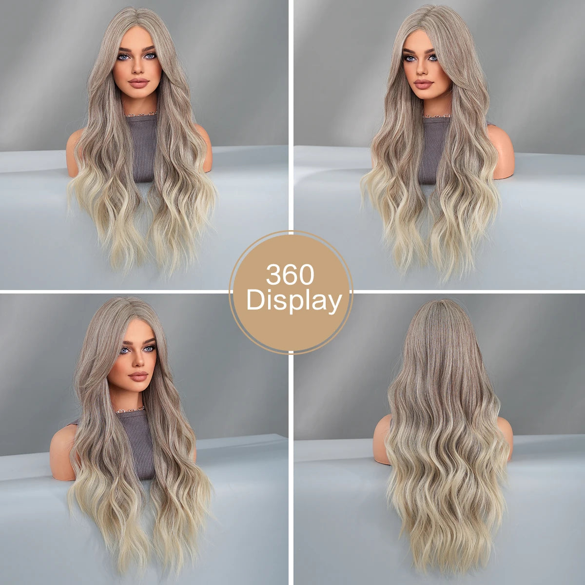 13×4 HD Lace Front Wig | Ombre Platinum Blonde | Long Wavy | 150% Density | 28"