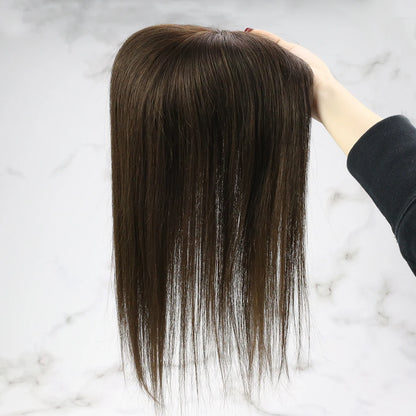 Aura | Straight Human Hair Topper – 3x5cm Mono Base | Hand-Tied | Brazilian Remy | 150% Density | 10–18 Inch
