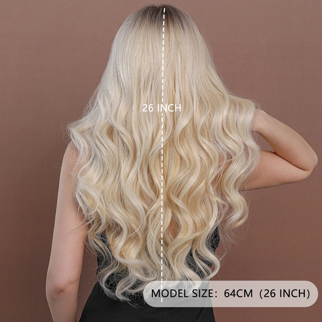 Lace Front Wig | Ombre Blonde | Long Wavy | Middle Part | 150% Density | 26"