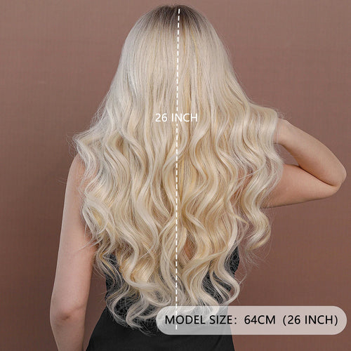 Amani | Lace Front Wig | Ombre Blonde | Long Wavy | Middle Part | 150% Density | 26"
