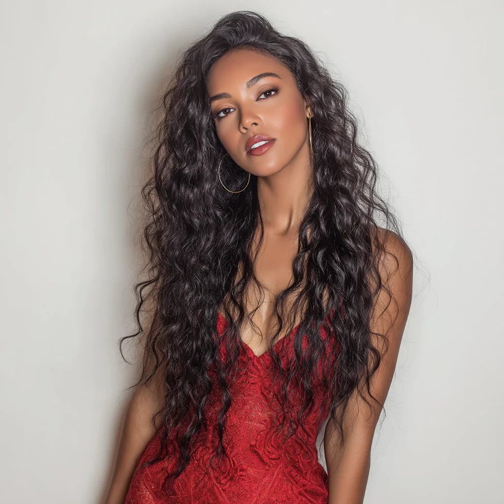 Raven | Long Loose Wave Synthetic Lace Front Wig – 26 Inch | Black | 150% Density