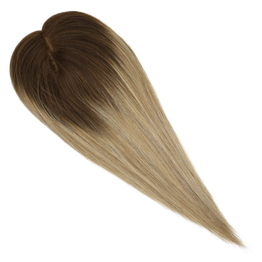 Aura | Straight Human Hair Topper – 3x5cm Mono Base | Hand-Tied | Brazilian Remy | 150% Density | 10–18 Inch