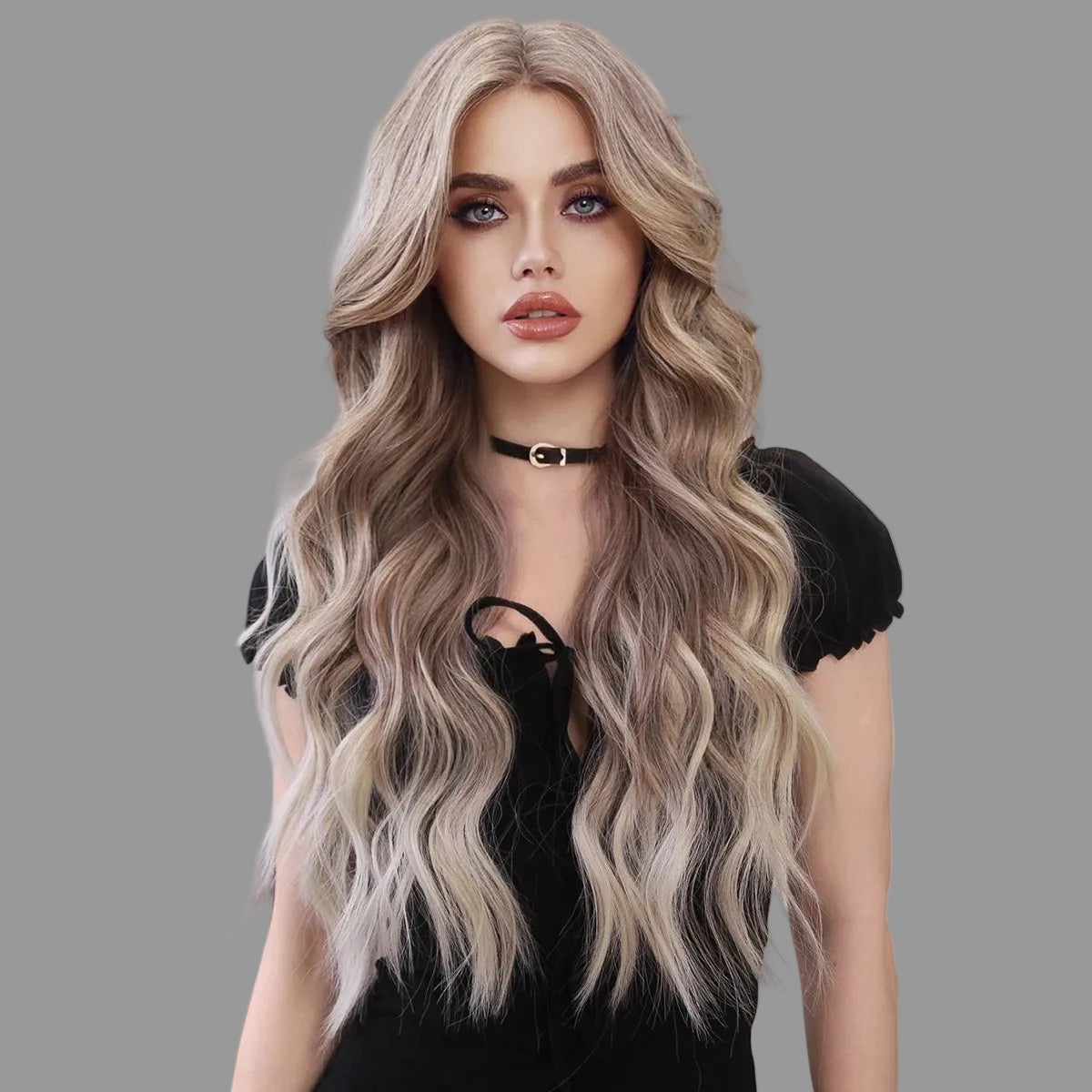 13×4 HD Lace Front Wig | Ombre Platinum Blonde | Long Wavy | 150% Density | 28"