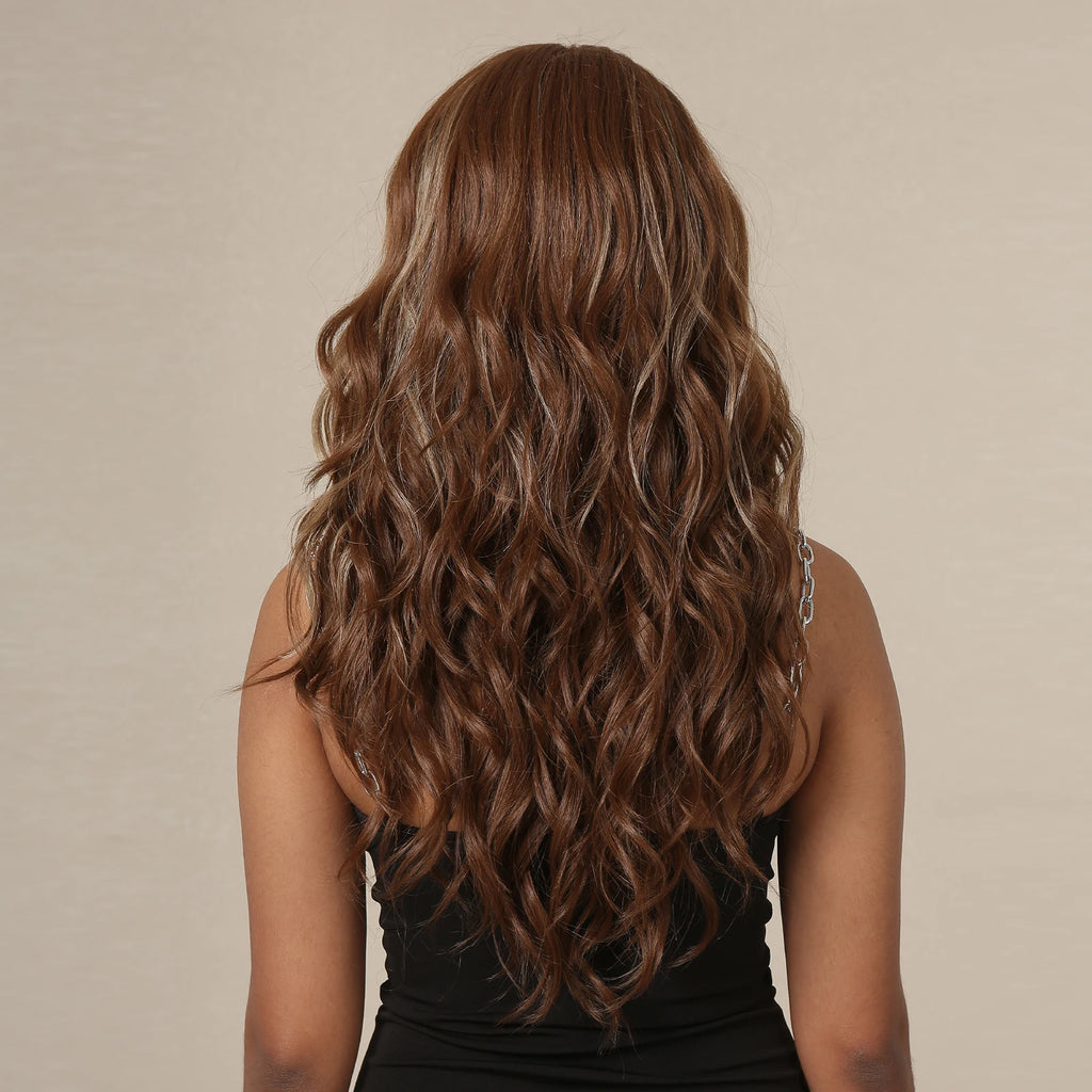 Autumn | Long Water Wave Synthetic Lace Front Wig – 26 Inch | Brown