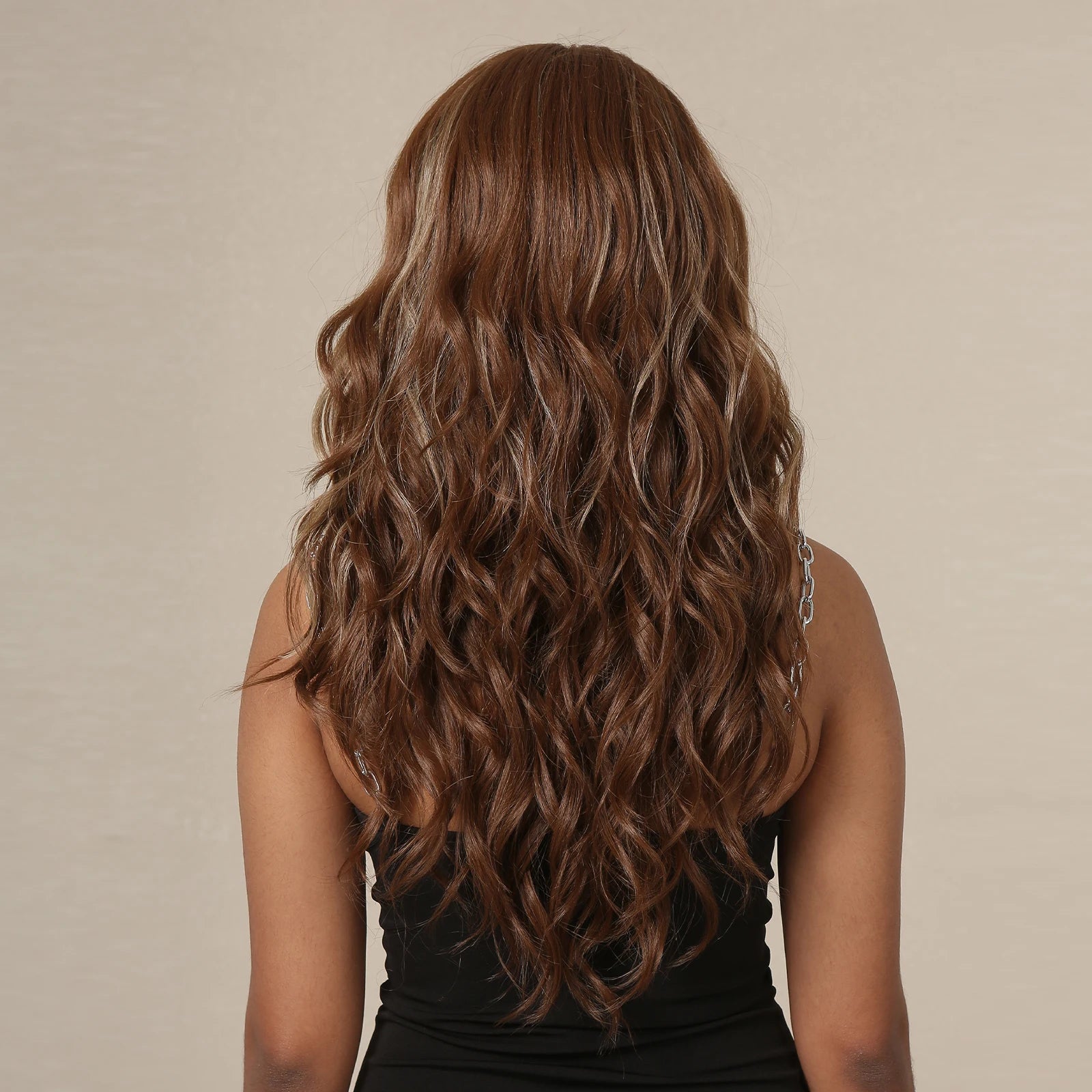 Autumn | Long Water Wave Synthetic Lace Front Wig – 26 Inch | Brown