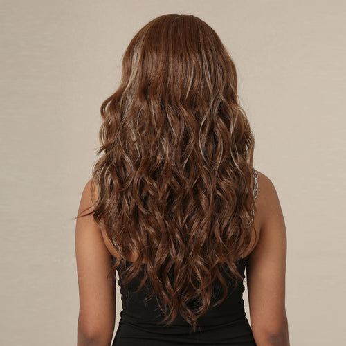 Autumn | Long Water Wave Synthetic Lace Front Wig – 26 Inch | Brown
