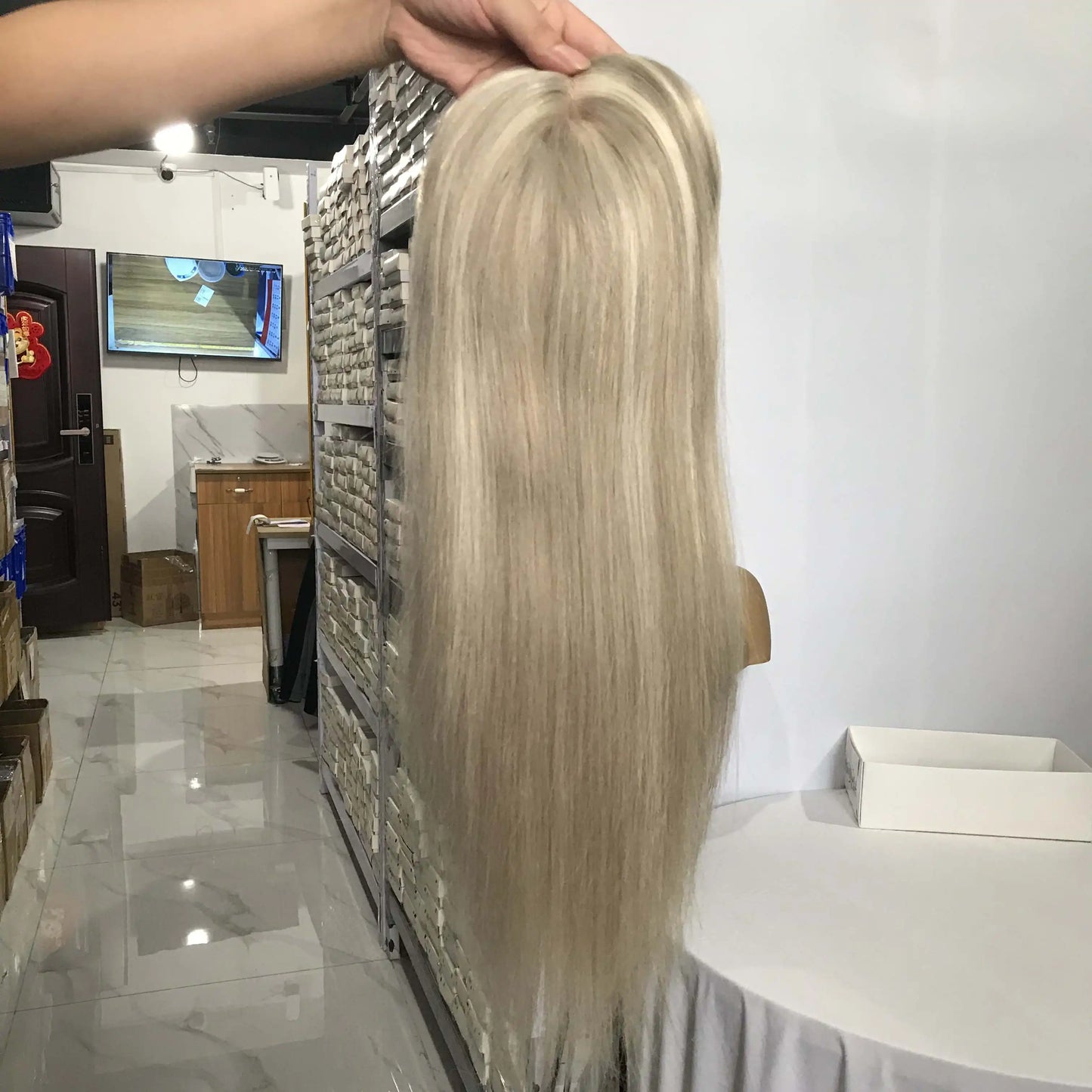 Cuticle Aligned Blonde Human Hair Topper Piece Clip Wig Straight Mono Wavy Top Human Hair Topper
