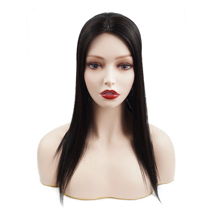 Silk | Straight Human Hair Topper – 15x16cm Silk Base | Clip-In | 130% Density | Free Part | 12–20 Inch