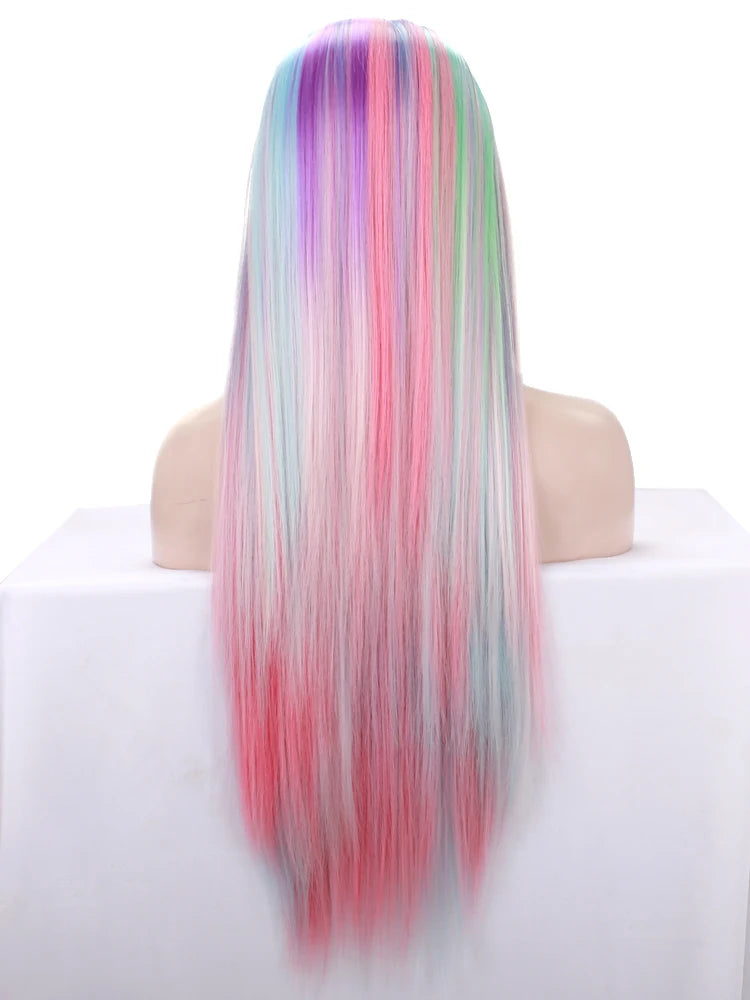 Lace Front Wig | Mermaid Holographic Colour | Curly | Heat Resistant Synthetic | 24"