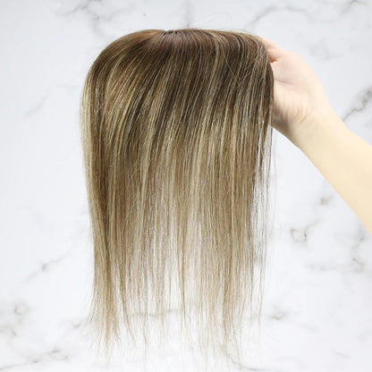 Aura | Straight Human Hair Topper – 3x5cm Mono Base | Hand-Tied | Brazilian Remy | 150% Density | 10–18 Inch