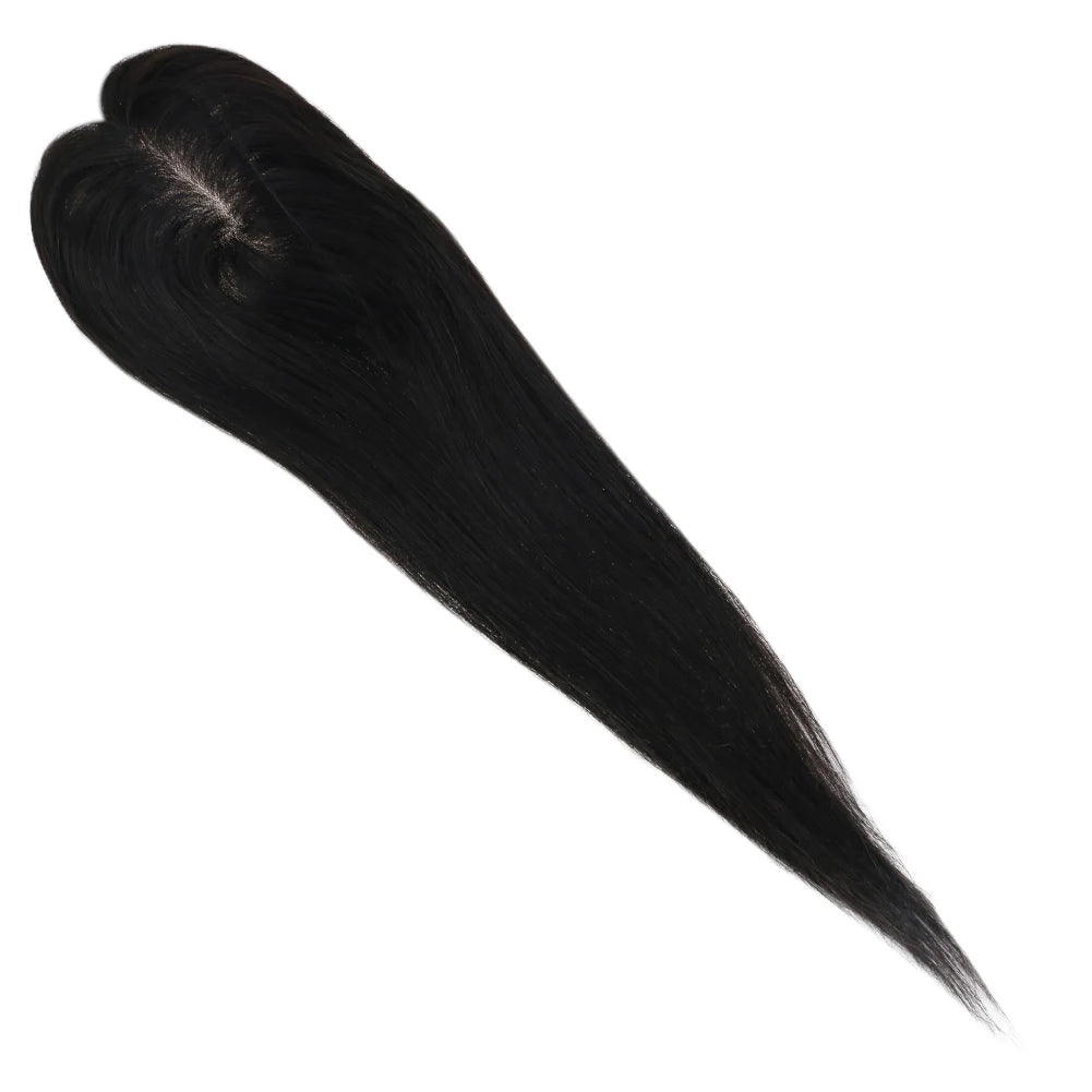 Aura | Straight Human Hair Topper – 3x5cm Mono Base | Hand-Tied | Brazilian Remy | 150% Density | 10–18 Inch