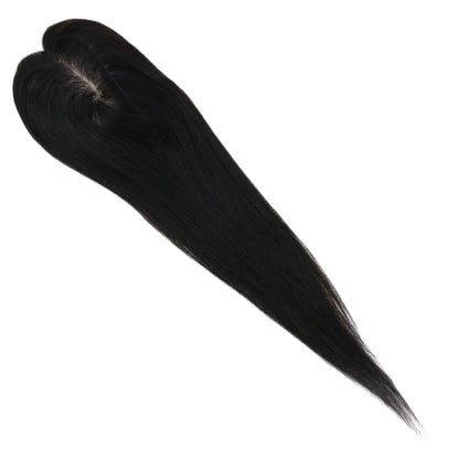 Aura | Straight Human Hair Topper – 3x5cm Mono Base | Hand-Tied | Brazilian Remy | 150% Density | 10–18 Inch