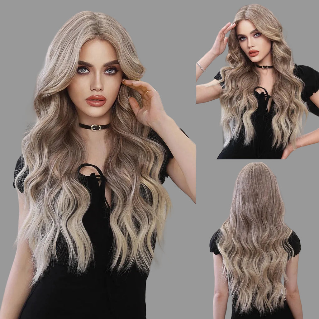 13×4 HD Lace Front Wig | Ombre Platinum Blonde | Long Wavy | 150% Density | 28"