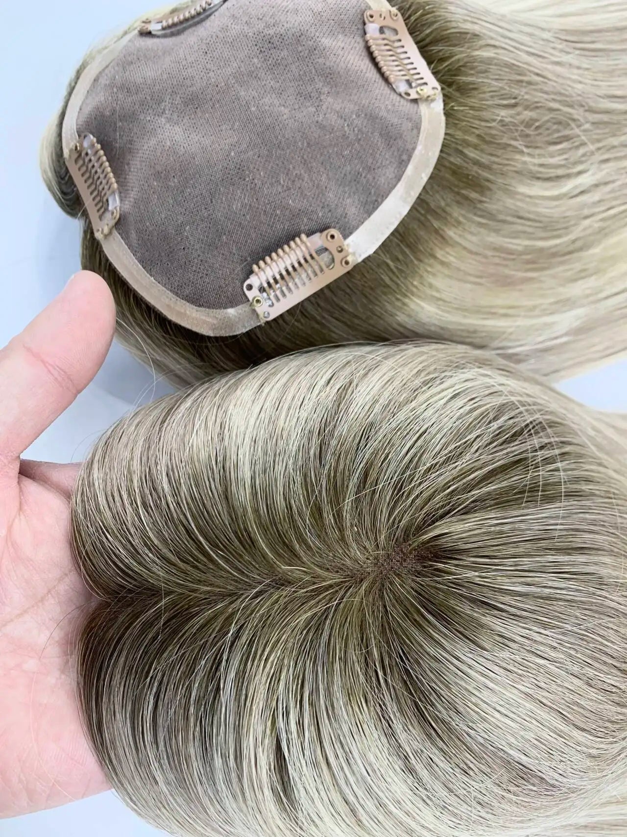 Monarch | Straight Human Hair Topper – Fine Mono Base | Center Part | 130% Density | European Remy | 14–16 Inch