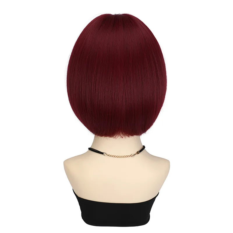 Scarlett | Short Straight Bob Wig – Wine Red | Heat Resistant Synthetic | 130% Density