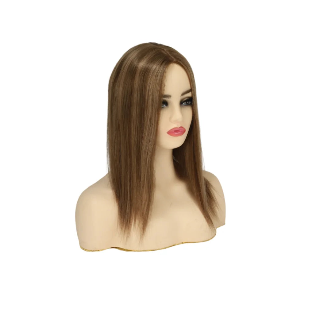 Crown | Straight Human Hair Topper – 7.5x7.5 inch Silk Top Base | Free Part | 120% Density | Remy | 12–18 Inch