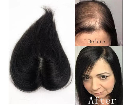 Silk | Straight Human Hair Topper – 15x16cm Silk Base | Clip-In | 130% Density | Free Part | 12–20 Inch