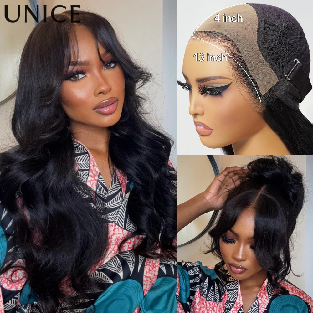 Luna | Loose Wave HD Lace Front Wig with Curtain Bangs – 13x4 | Remy Human Hair | 16–24 Inch
