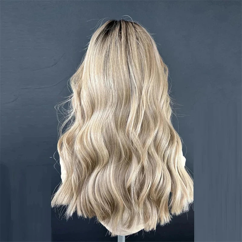 Fawn | Ash Blonde Body Wave Human Hair Wig with Bangs – Brazilian Remy 10A | 150–180% Density | 8–20 Inch