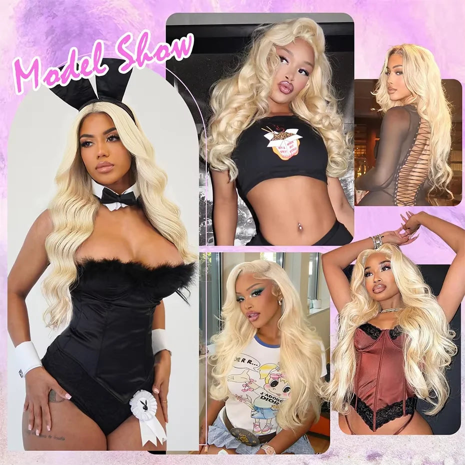 Lumière | 613 Blonde Body Wave Lace Front Wig – 13x4 / 13x6 HD Lace | 180–200% Density | 18–38 Inch