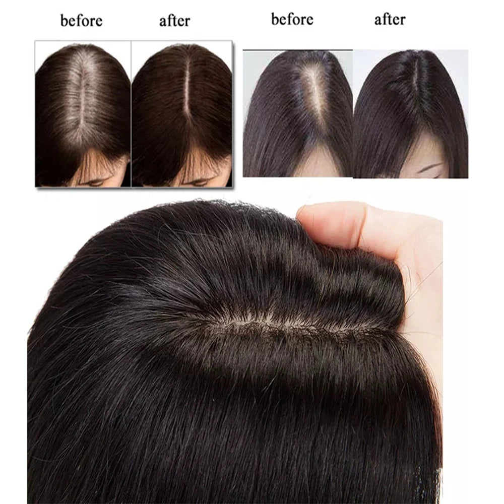 Silk | Straight Human Hair Topper – 15x16cm Silk Base | Clip-In | 130% Density | Free Part | 12–20 Inch
