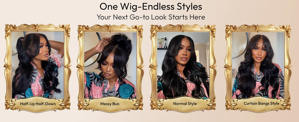 Luna | Loose Wave HD Lace Front Wig with Curtain Bangs – 13x4 | Remy Human Hair | 16–24 Inch