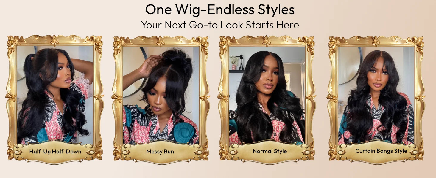 Luna | Loose Wave HD Lace Front Wig with Curtain Bangs – 13x4 | Remy Human Hair | 16–24 Inch