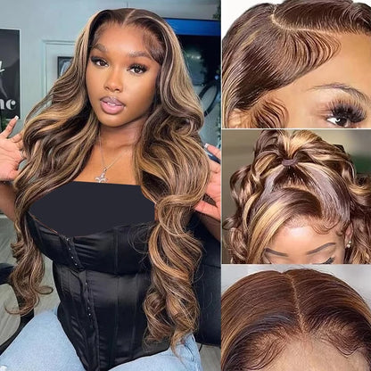 Sundrop | Highlight Honey Blonde Body Wave Wig – 4x4 Closure / 13x4 Frontal | HD Transparent Lace | 180% Density | Brazilian Remy Hair | 16–26 Inch