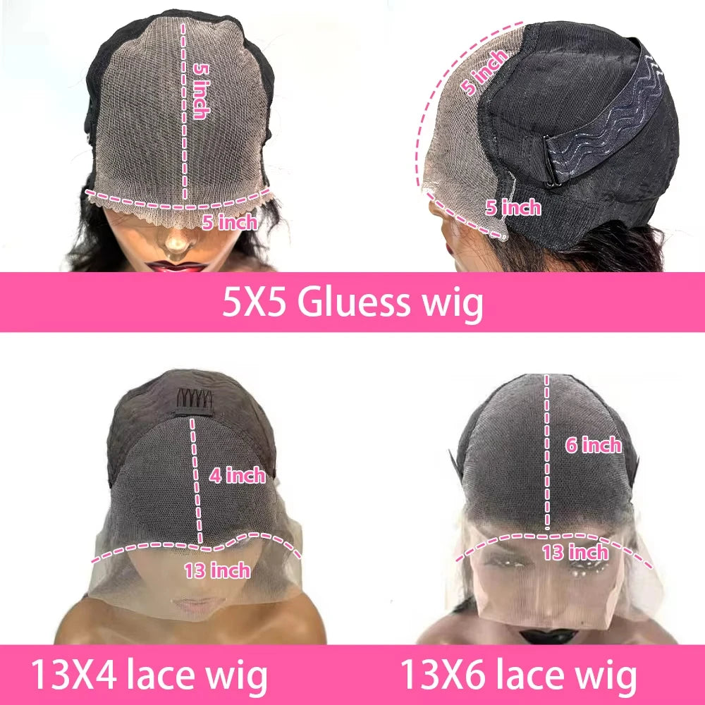 250% Density 13x4 13×6 5×5 HD Lace Front Wigs Human Hair Brazilian Virgin Body Wave Wig for Women Natural Black