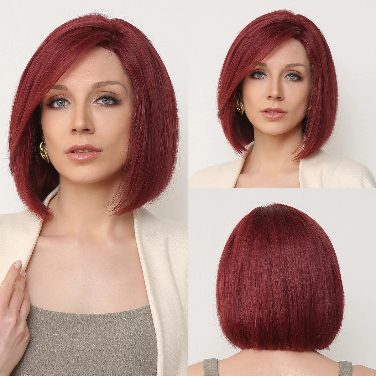 Hazel | Short Wavy Bob Remy Human Hair Lace Front Wig – Brown Blonde Ombre
