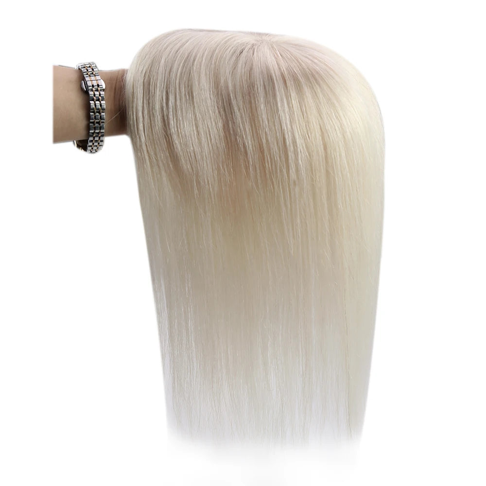 Aura | Straight Human Hair Topper – 3x5cm Mono Base | Hand-Tied | Brazilian Remy | 150% Density | 10–18 Inch