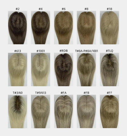 Monarch | Straight Human Hair Topper – Fine Mono Base | Center Part | 130% Density | European Remy | 14–16 Inch