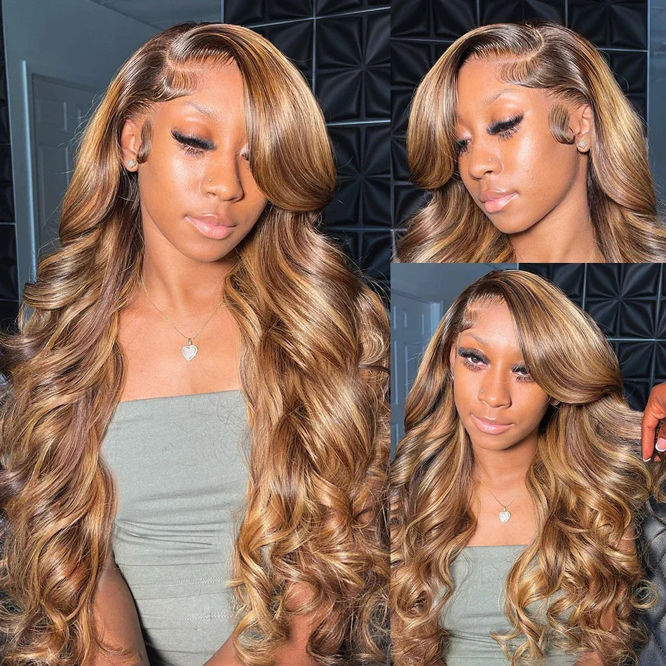 Sundrop | Highlight Honey Blonde Body Wave Wig – 4x4 Closure / 13x4 Frontal | HD Transparent Lace | 180% Density | Brazilian Remy Hair | 16–26 Inch