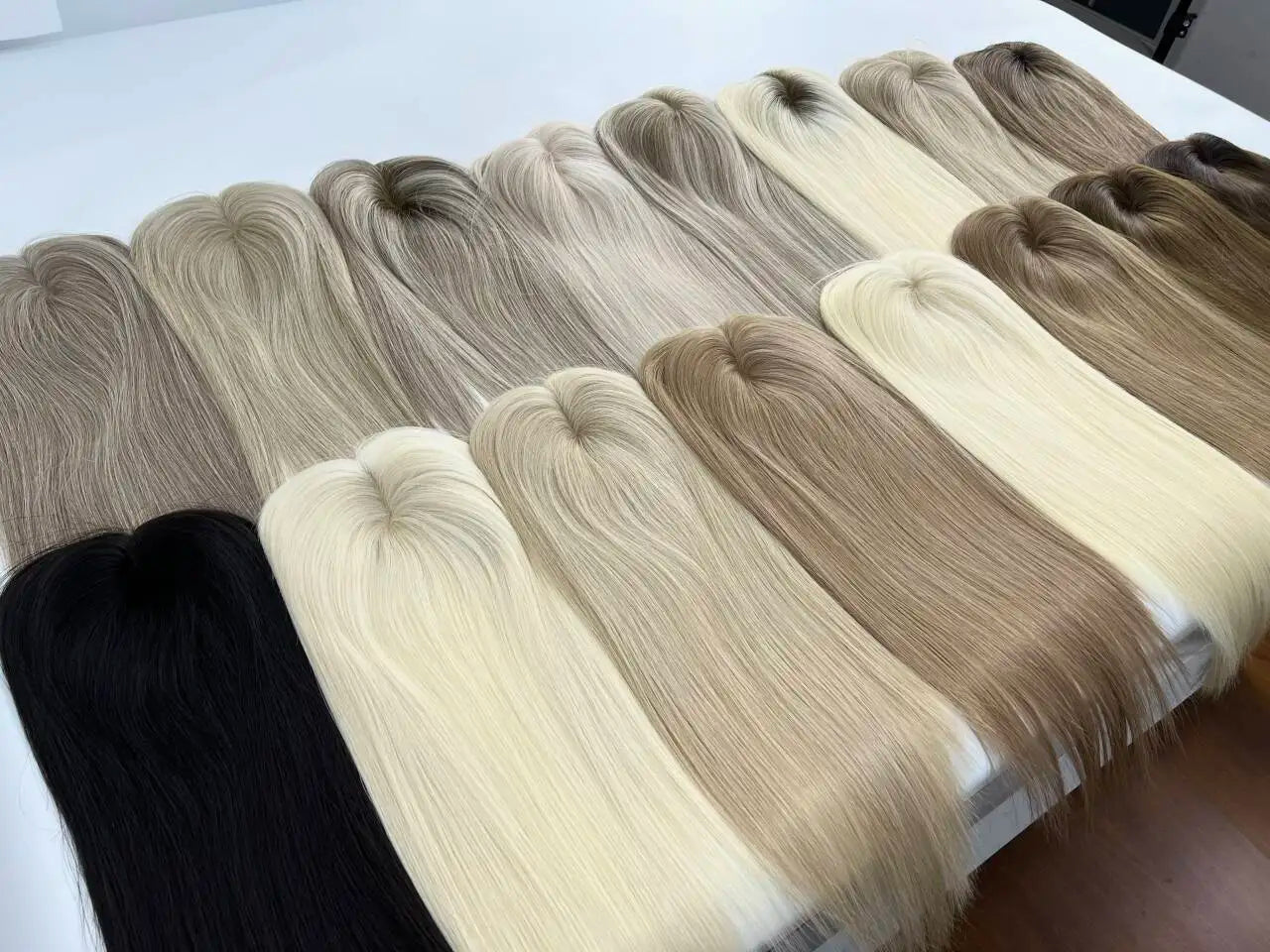 Monarch | Straight Human Hair Topper – Fine Mono Base | Center Part | 130% Density | European Remy | 14–16 Inch