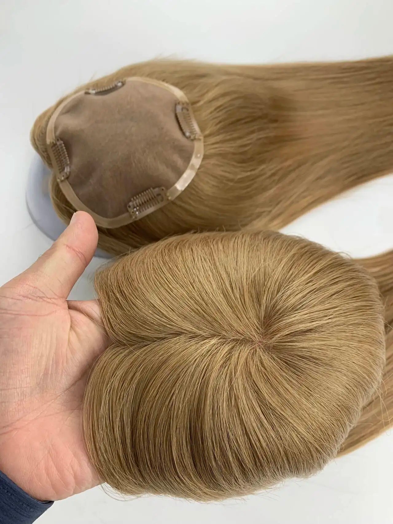 Monarch | Straight Human Hair Topper – Fine Mono Base | Center Part | 130% Density | European Remy | 14–16 Inch