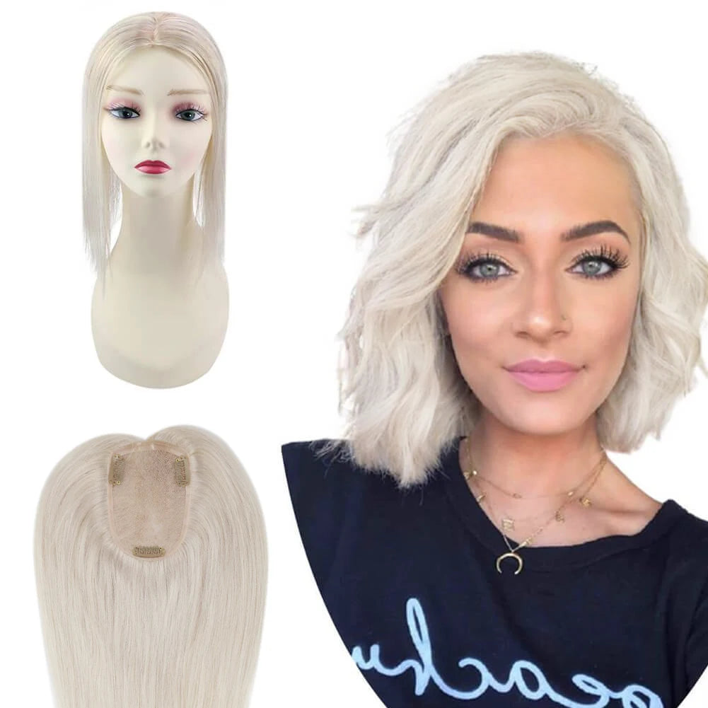 Aura | Straight Human Hair Topper – 3x5cm Mono Base | Hand-Tied | Brazilian Remy | 150% Density | 10–18 Inch