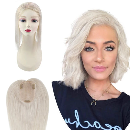 Aura | Straight Human Hair Topper – 3x5cm Mono Base | Hand-Tied | Brazilian Remy | 150% Density | 10–18 Inch