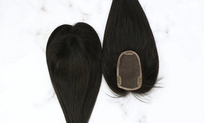 Aura | Straight Human Hair Topper – 3x5cm Mono Base | Hand-Tied | Brazilian Remy | 150% Density | 10–18 Inch
