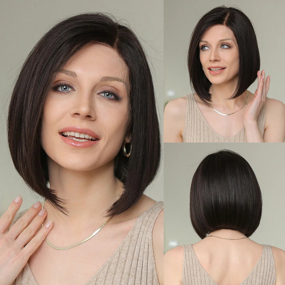 Hazel | Short Wavy Bob Remy Human Hair Lace Front Wig – Brown Blonde Ombre