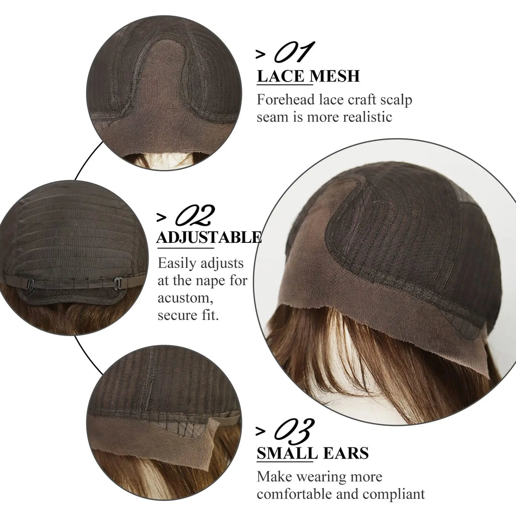 Hazel | Short Wavy Bob Remy Human Hair Lace Front Wig – Brown Blonde Ombre