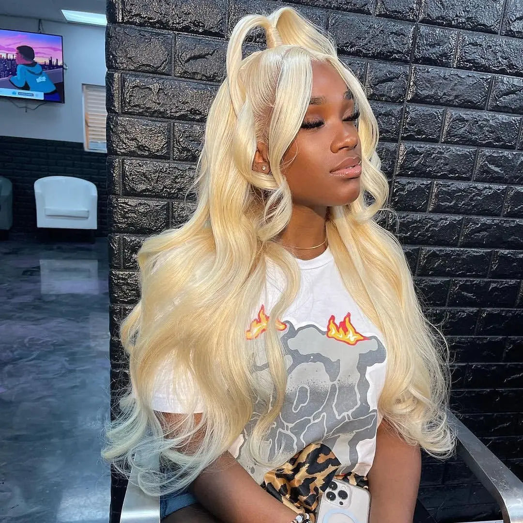 Lumière | 613 Blonde Body Wave Lace Front Wig – 13x4 / 13x6 HD Lace | 180–200% Density | 18–38 Inch