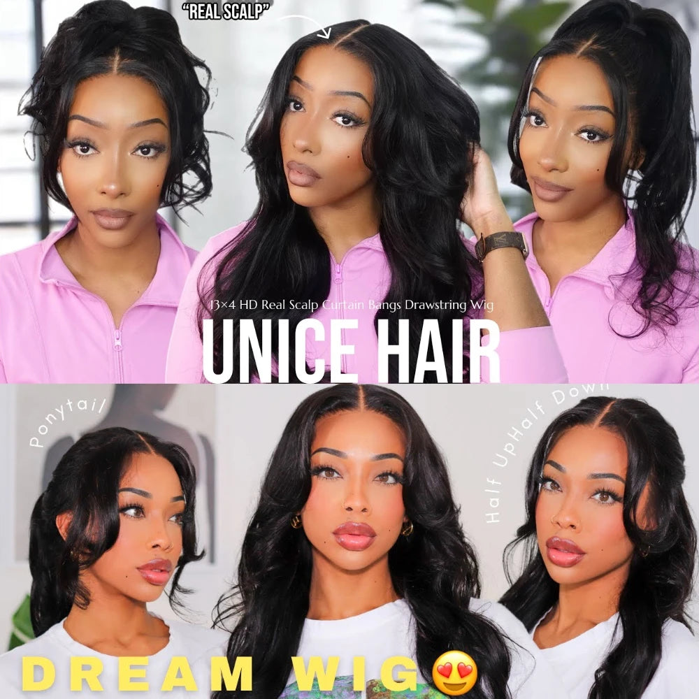 Luna | Loose Wave HD Lace Front Wig with Curtain Bangs – 13x4 | Remy Human Hair | 16–24 Inch