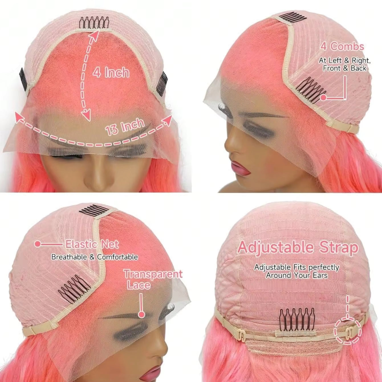 Paloma | Gradient Pink Curly Lace Front Wig – 200% Density | 13x4 HD Transparent Lace | Glueless