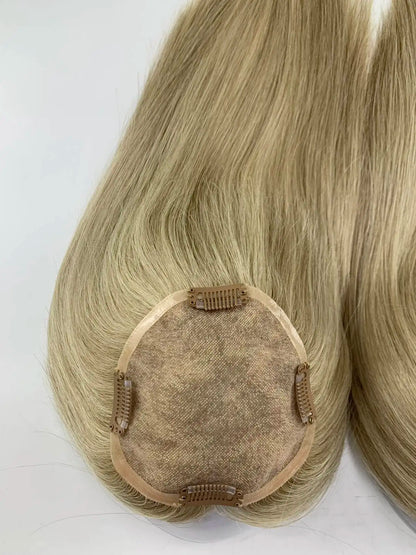 Monarch | Straight Human Hair Topper – Fine Mono Base | Center Part | 130% Density | European Remy | 14–16 Inch